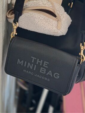 Marc Jacobs Black Pebbled Leather Mini Bag with Gold Hardware